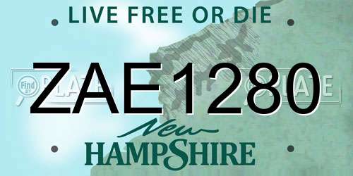 ZAE1280 New Hampshire License Plate