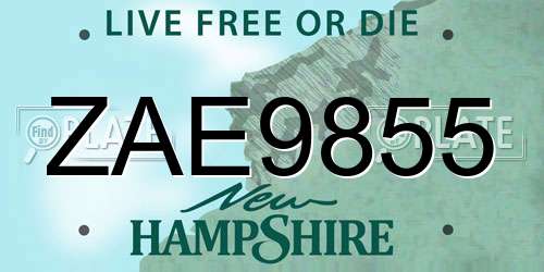 ZAE9855 New Hampshire License Plate