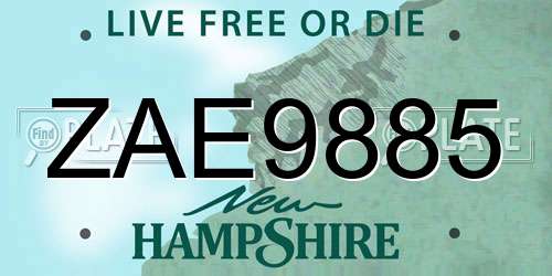 ZAE9885 New Hampshire License Plate
