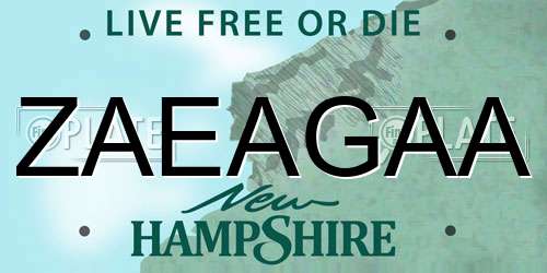 ZAEAGAA New Hampshire License Plate