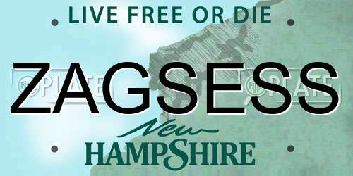 ZAGSESS New Hampshire License Plate