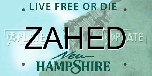 ZAHED New Hampshire License Plate