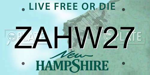 ZAHW27 New Hampshire License Plate