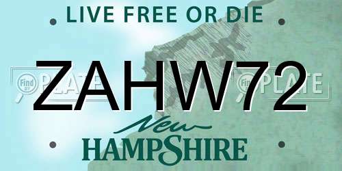 ZAHW72 New Hampshire License Plate