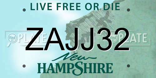 ZAJJ32 New Hampshire License Plate