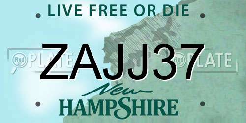 ZAJJ37 New Hampshire License Plate