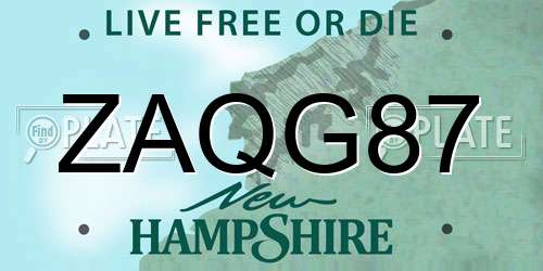 ZAQG87 New Hampshire License Plate