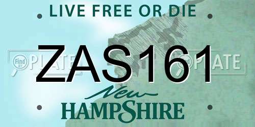 ZAS161 New Hampshire License Plate