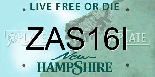 ZAS16I New Hampshire License Plate