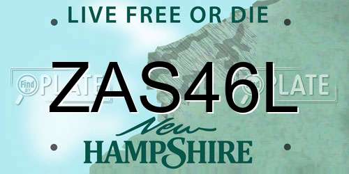 ZAS46L New Hampshire License Plate