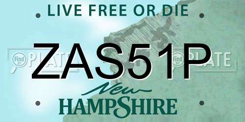 ZAS51P New Hampshire License Plate