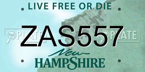 ZAS557 New Hampshire License Plate