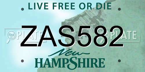 ZAS582 New Hampshire License Plate