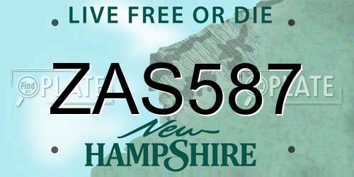 ZAS587 New Hampshire License Plate