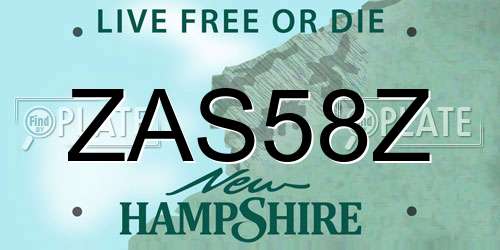 ZAS58Z New Hampshire License Plate