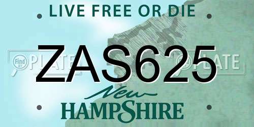 ZAS625 New Hampshire License Plate