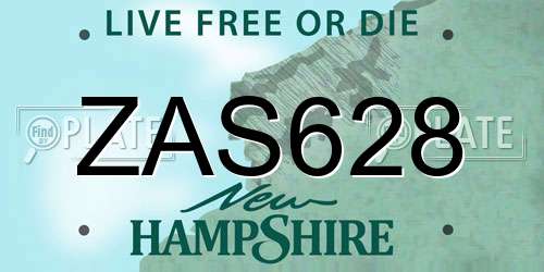 ZAS628 New Hampshire License Plate