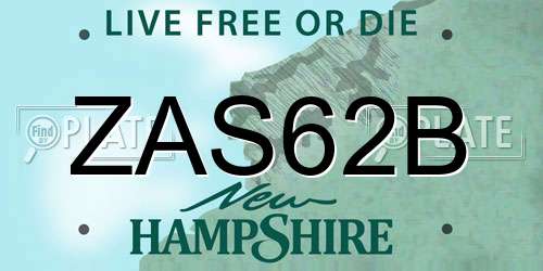ZAS62B New Hampshire License Plate