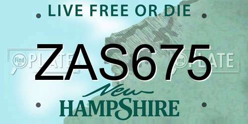 ZAS675 New Hampshire License Plate