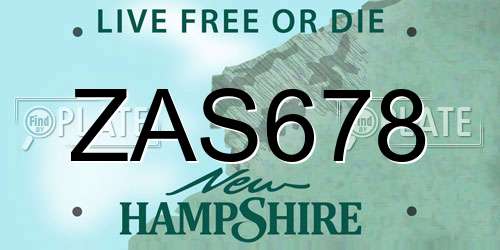 ZAS678 New Hampshire License Plate