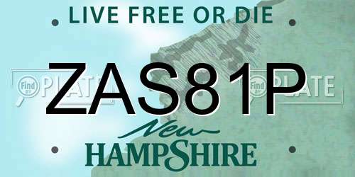 ZAS81P New Hampshire License Plate