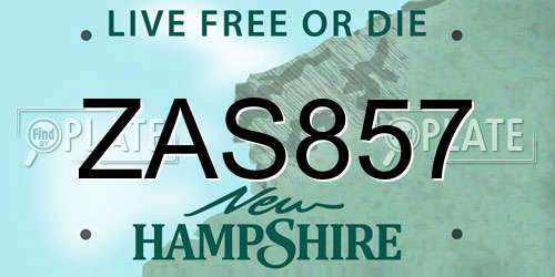 ZAS857 New Hampshire License Plate