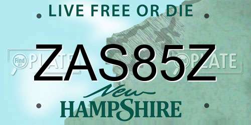 ZAS85Z New Hampshire License Plate
