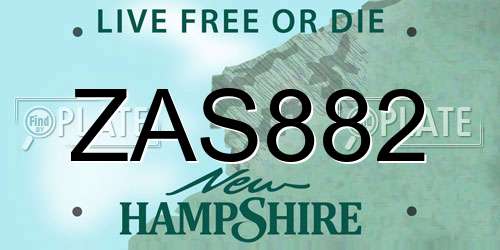 ZAS882 New Hampshire License Plate