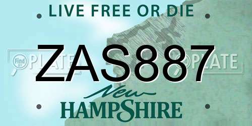 ZAS887 New Hampshire License Plate