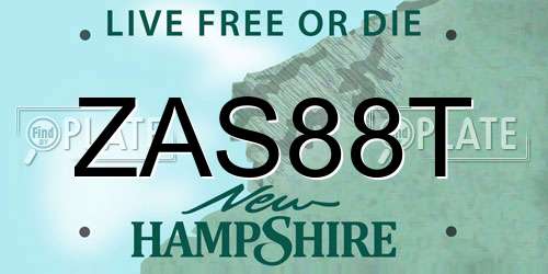 ZAS88T New Hampshire License Plate