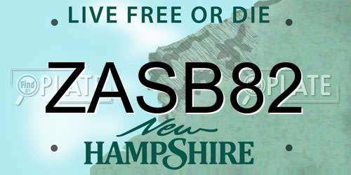 ZASB82 New Hampshire License Plate