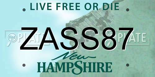 ZASS87 New Hampshire License Plate