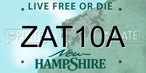 ZAT10A New Hampshire License Plate