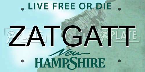 ZATGATT New Hampshire License Plate