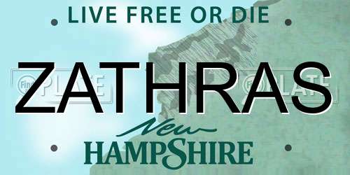 ZATHRAS New Hampshire License Plate