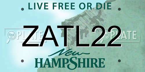 ZATL22 New Hampshire License Plate