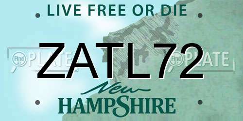 ZATL72 New Hampshire License Plate