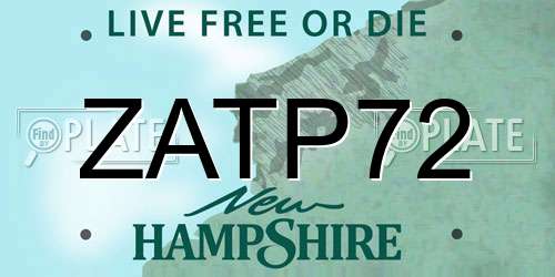 ZATP72 New Hampshire License Plate