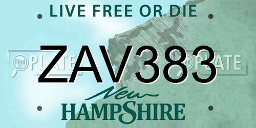 ZAV383 New Hampshire License Plate