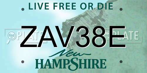 ZAV38E New Hampshire License Plate