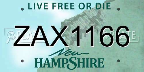 ZAX1166 New Hampshire License Plate