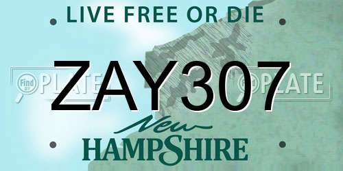 ZAY307 New Hampshire License Plate