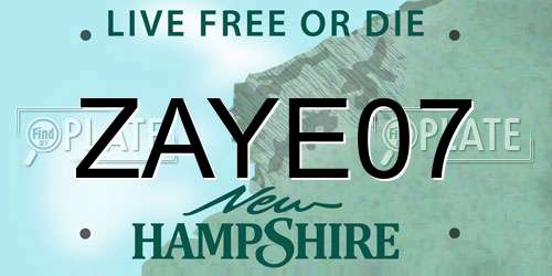 ZAYE07 New Hampshire License Plate