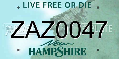 ZAZ0047 New Hampshire License Plate
