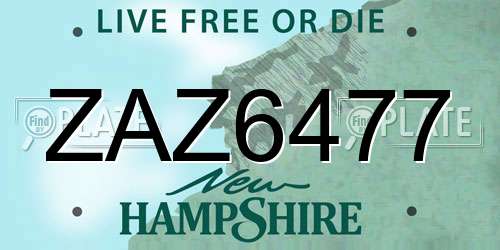 ZAZ6477 New Hampshire License Plate