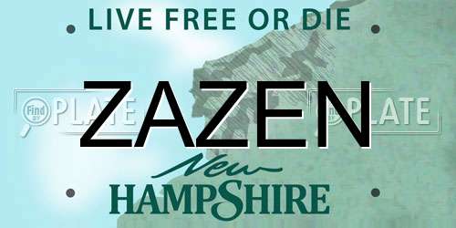 ZAZEN New Hampshire License Plate