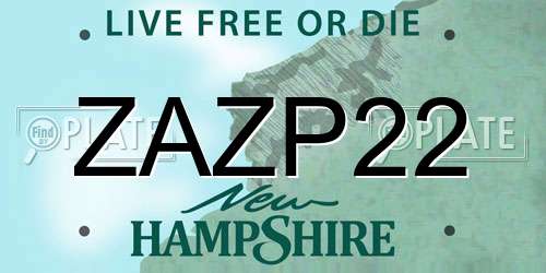 ZAZP22 New Hampshire License Plate