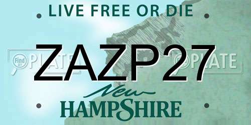 ZAZP27 New Hampshire License Plate