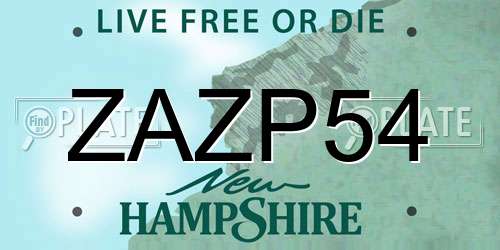 ZAZP54 New Hampshire License Plate