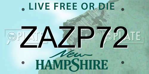 ZAZP72 New Hampshire License Plate
